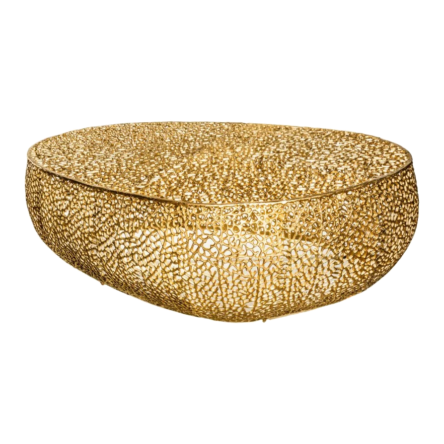 Τραπέζι Μέσης Leaf Χρυσό Μέταλλο 122×69×42 εκ.