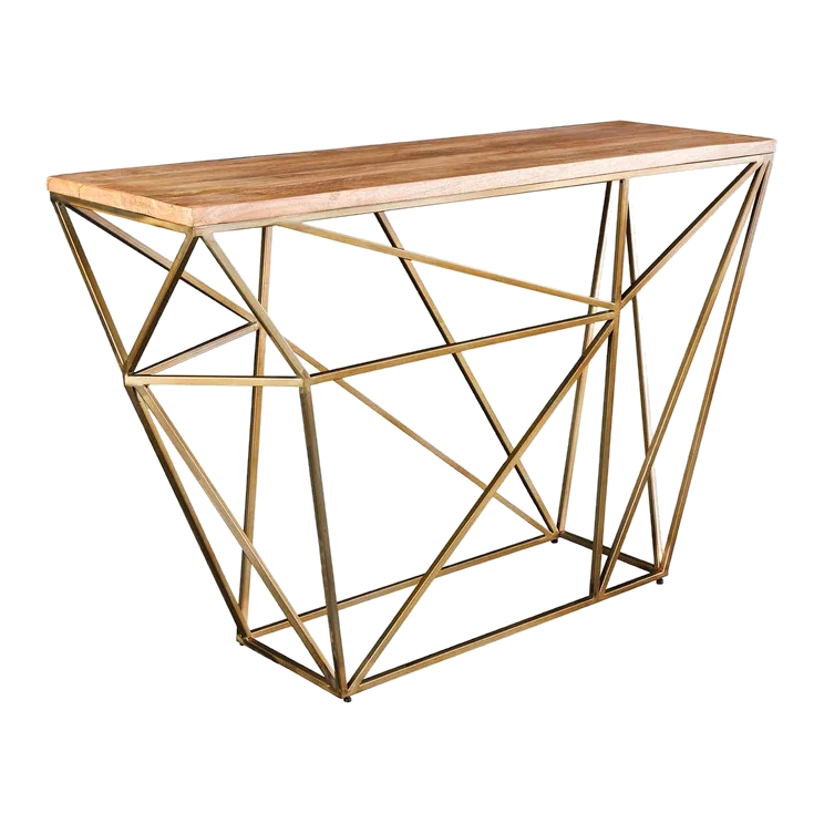Κονσόλα Diamond Καφέ/Χρυσό Μασίφ Ξύλο Μάνγκο 119×39×78 εκ.